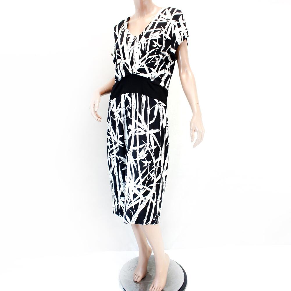 Talbots V-Neck Floral Abstract Print A-Line Party Cocktail Dress Size 16
